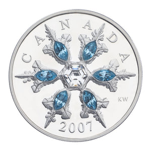 2007 $20 BLUE CRYSTAL SNOWFLAKE - STERLING SILVER COIN (1.48oz)