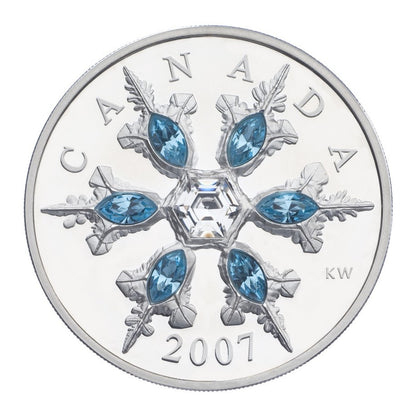 2007 $20 BLUE CRYSTAL SNOWFLAKE - STERLING SILVER COIN (1.48oz)