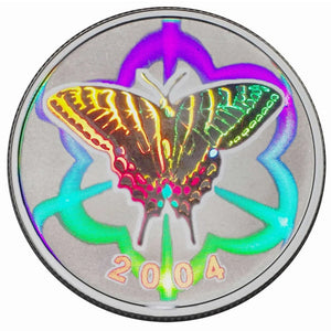 2004 HOLOGRAM SWALLOWTAIL BUTTERFLY 50-CENT STERLING SILVER