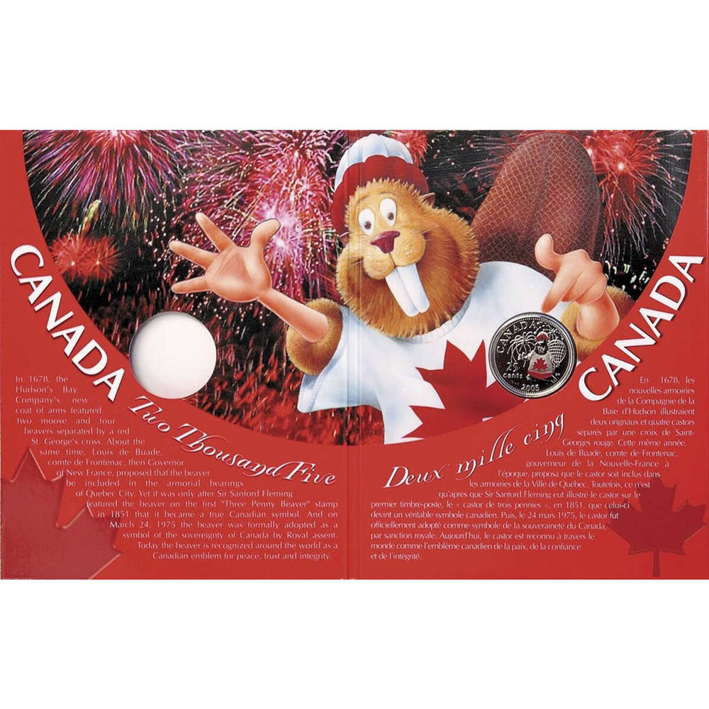 2005 25 CENTS CANADA DAY COLOURED COIN