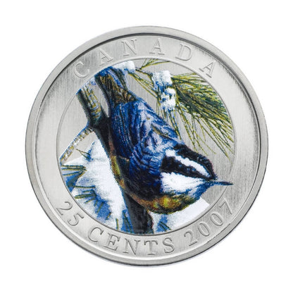 SALE - 2007 25 CENT COIN - RED-BREASTED NUTHATCH (NO SLEEVE)