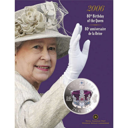 2006 - 80TH BIRTHDAY OF QUEEN ELIZABETH II - 25 CENT COLOURED COIN