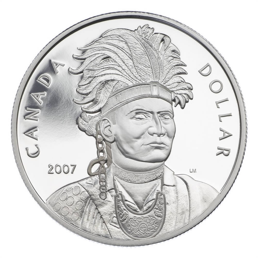 SALE - 2007 PROOF COMMEMORATIVE SILVER DOLLAR - JOSEPH BRANT (THAYENDANEGEA) (NO SLEEVE)