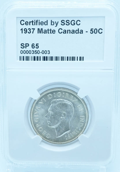 1937 50 CENT CANADA MATTE – SP 65 – GRADED (350-003)