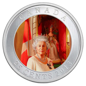2013 25-CENT - CORONATION OF QUEEN ELIZABETH II - PHILATELIC NUMISMATIC COVER (COLOURED COIN)
