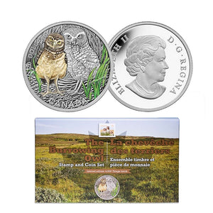 2015 1oz $20 THE BURROWING OWL - STAMP AND COIN SET