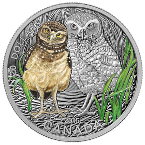2015 1oz $20 THE BURROWING OWL - STAMP AND COIN SET