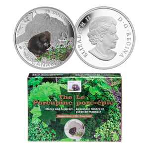 2016 1oz $20 THE PORCUPINE STAMP AND COIN SET FINE SILVER
