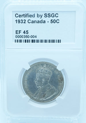 1932 50 CENT CANADA – EF 45 – GRADED (350-004)