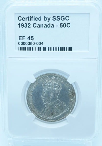 1932 50 CENT CANADA – EF 45 – GRADED (350-004)