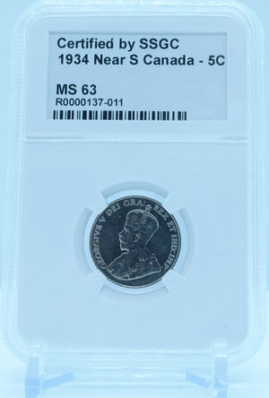 1934 5 CENT NEAR S CANADA – MS 63 - GRADED