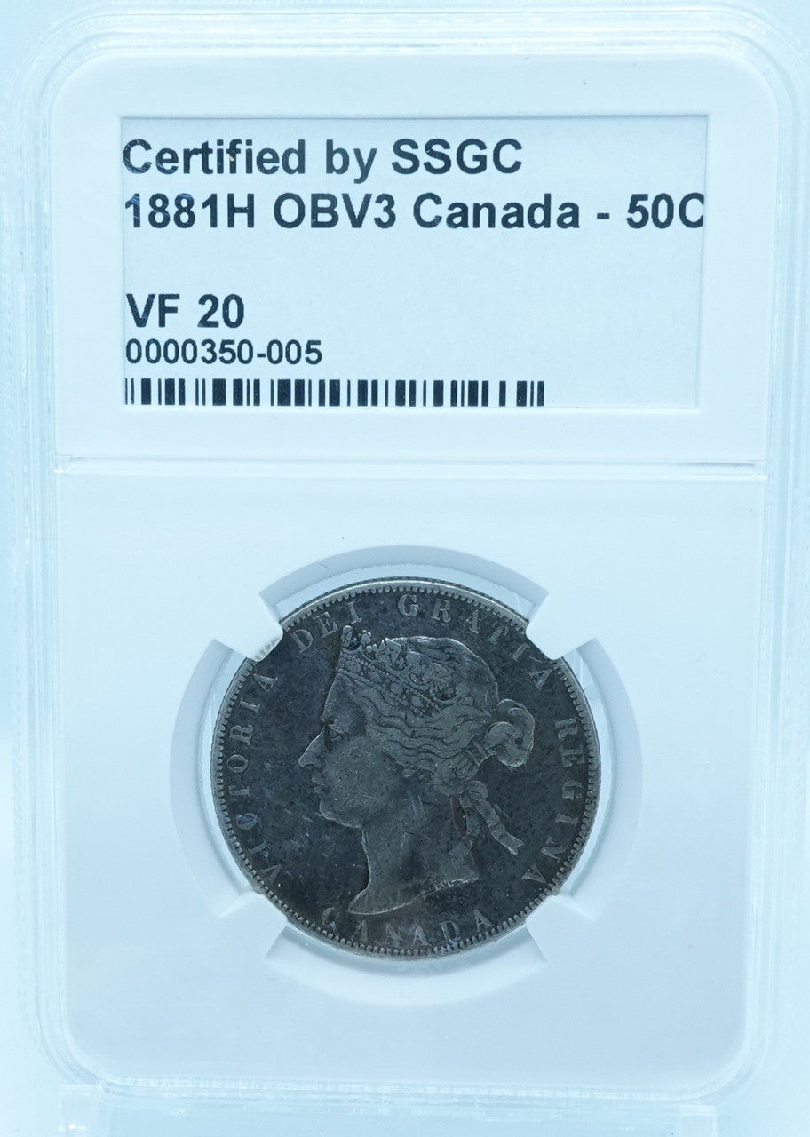 1881H 50 CENT CANADA OBV3 – VF 20 – GRADED (350-005)