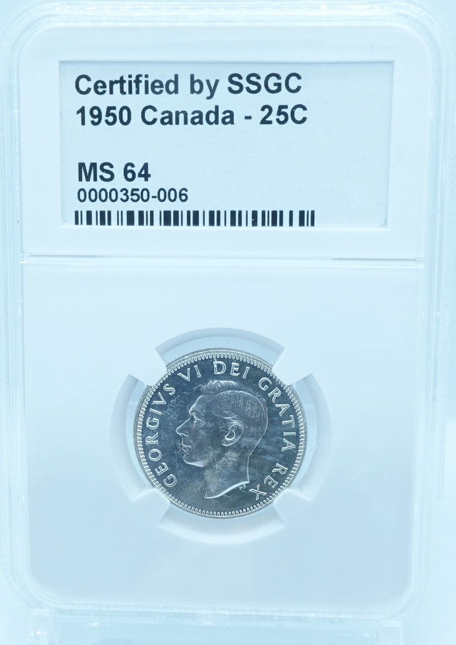 1950 25 CENT CANADA – MS 65 – GRADED (350-006)