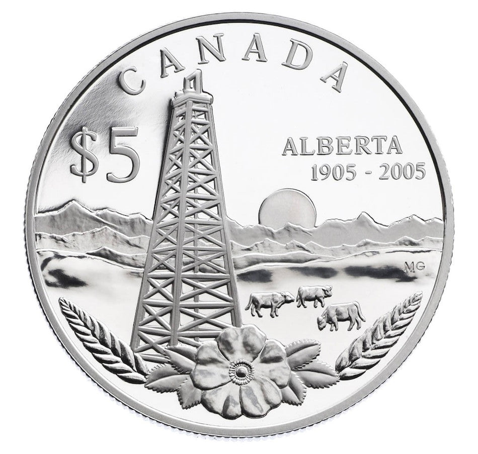 2005 $5 ALBERTA CENTENNIAL SPECIAL EDITION PROOF FINE SILVER COIN