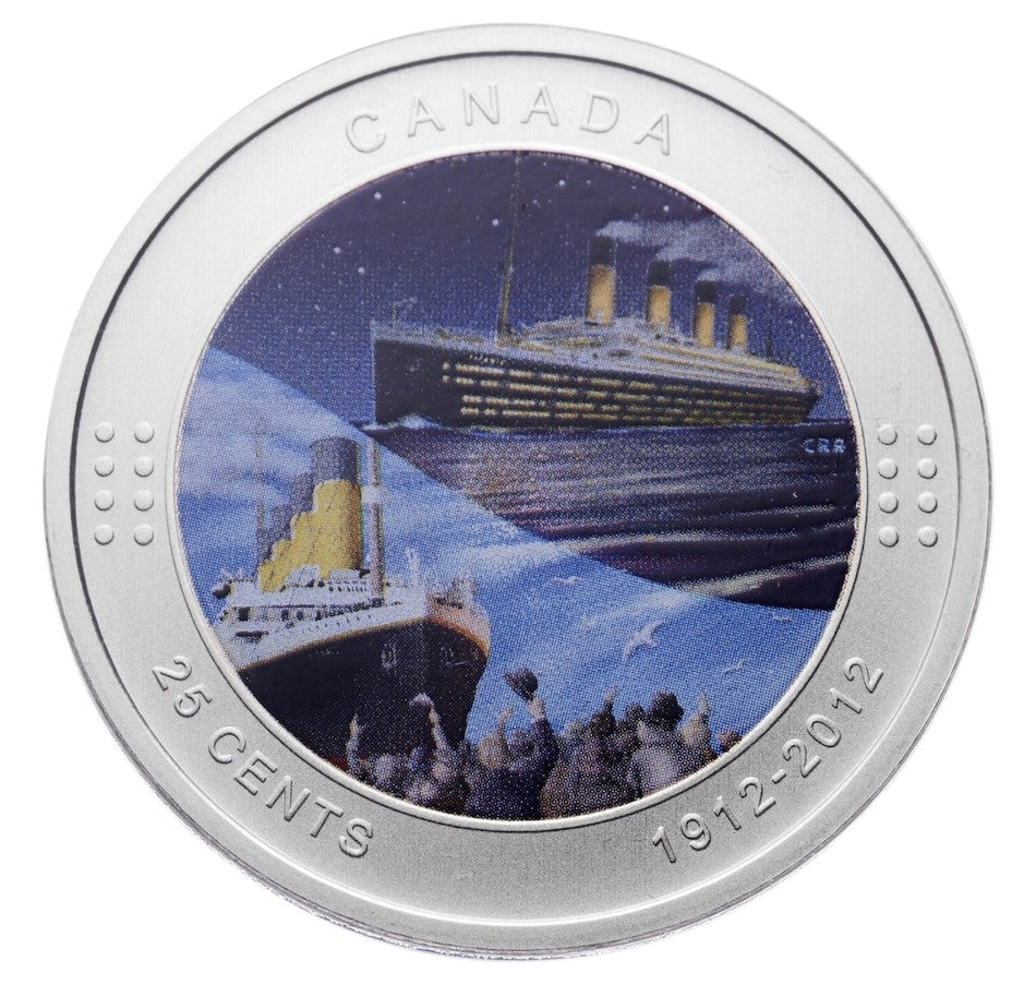 2012 25-CENT - TITANIC 100 - PHILATELIC NUMISMATIC COVER (COLOURED COIN)