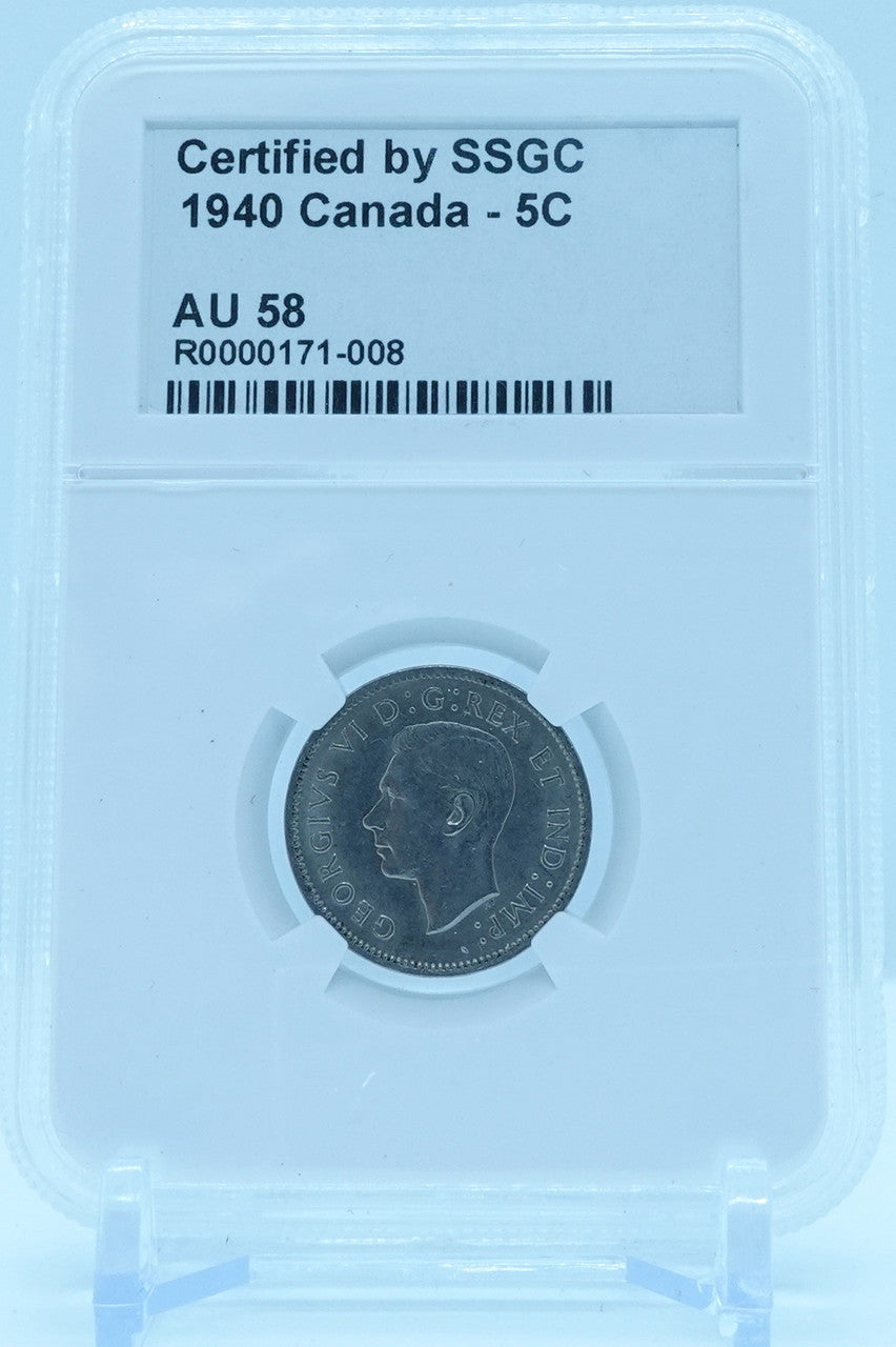 1940 5 CENT CANADA – AU 58 - GRADED