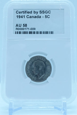 1941 5 CENT CANADA – AU 58 - GRADED