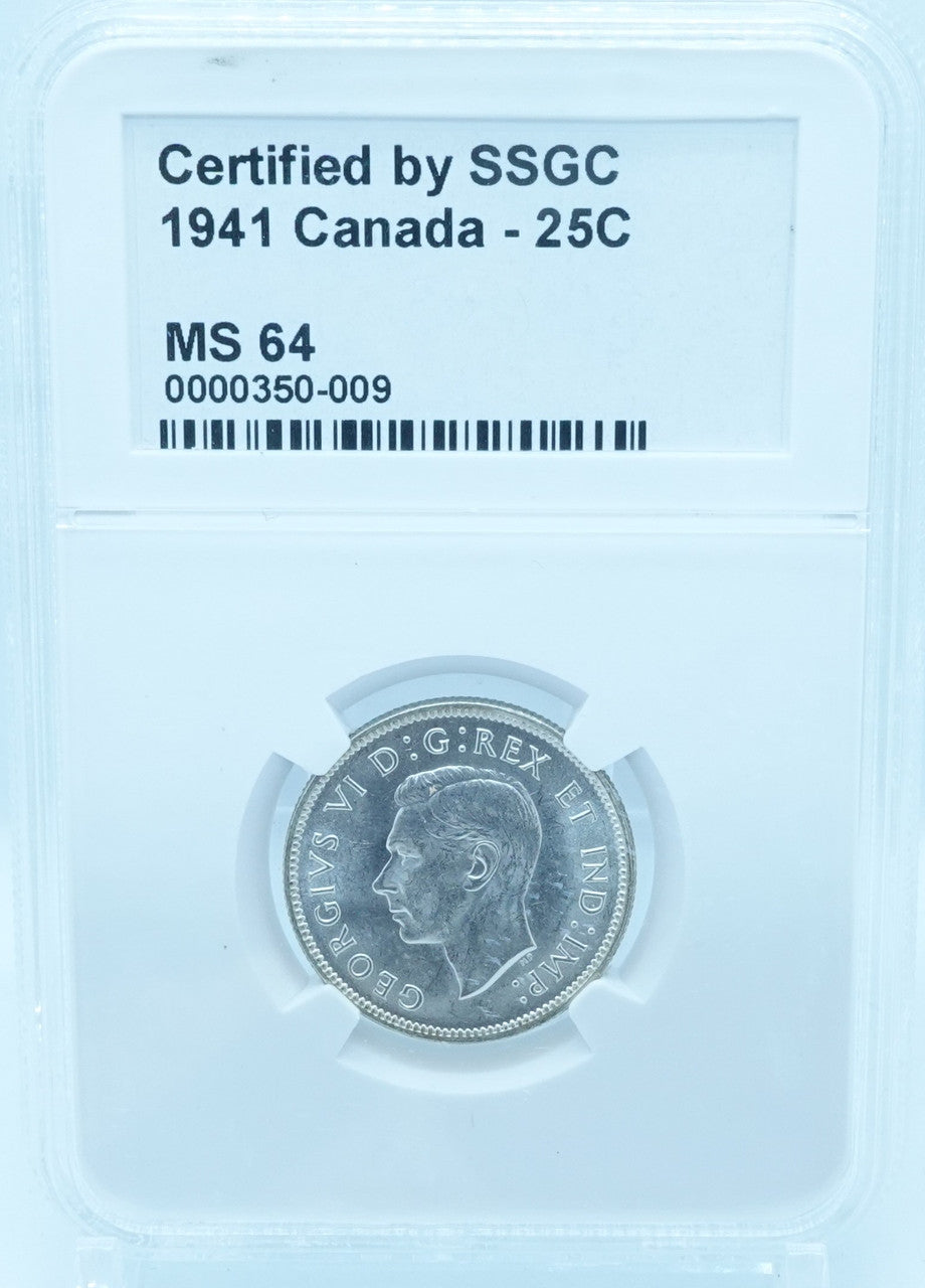1941 25 CENT CANADA – MS 64 – GRADED (350-009)