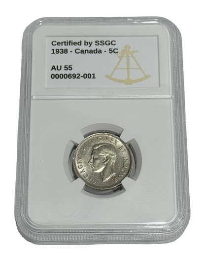 1938 5 CENT CANADA – AU 55 – GRADED (348-004)