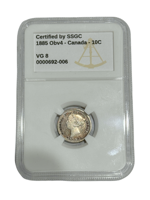 1885 10 CENT CANADA OBV4 – VG 8 – GRADED
