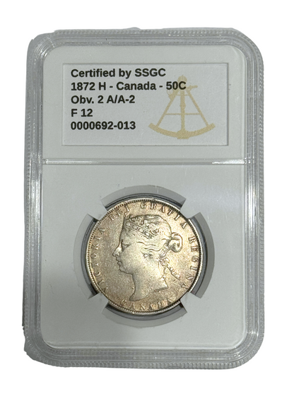 1872H 50 CENT CANADA OBV.2 A/A-2 – F 12 – GRADED