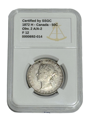 1872H 50 CENT CANADA OBV.2 A/A-2 – F 12 – GRADED