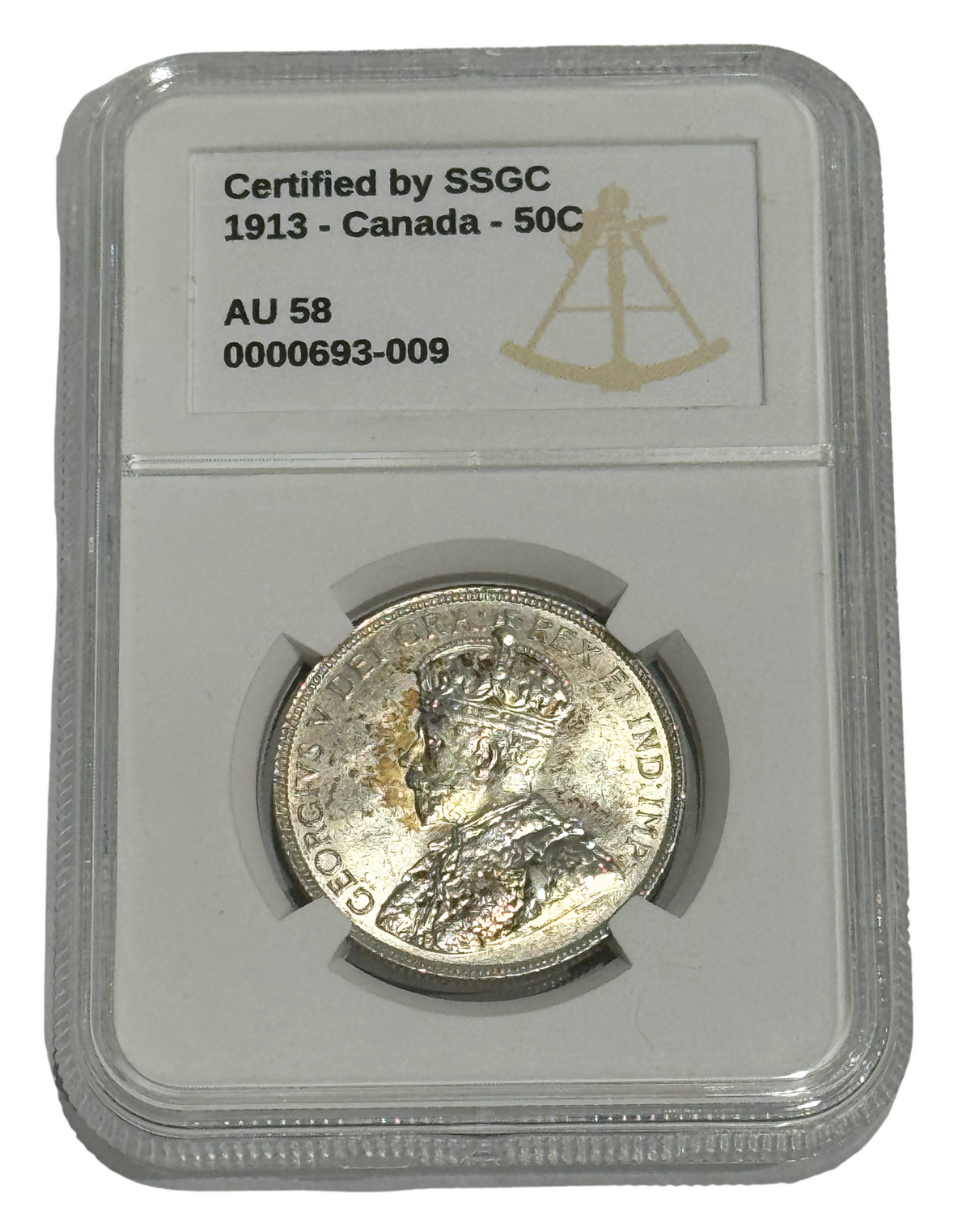 1913 50 CENT CANADA – AU 58 – GRADED