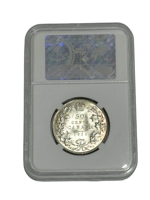 1913 50 CENT CANADA – AU 58 – GRADED