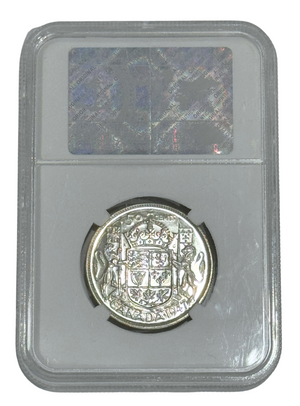 1947 50 CENT CANADA C7WD – CURVED “7” – WIDE DATE – MS 64 – GRADED (350-001/350-002)