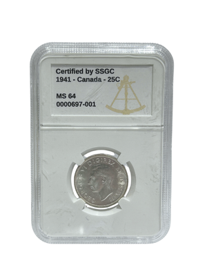 1941 25 CENT CANADA – MS 64 – GRADED (350-009)