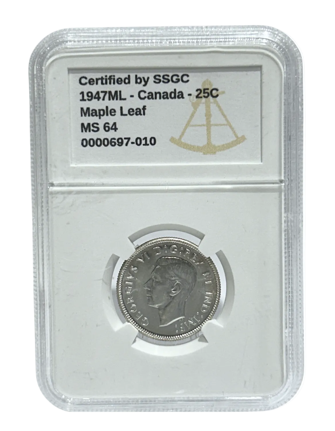 1947ML 25 CENT CANADA – MS 64 – GRADED (350-008)