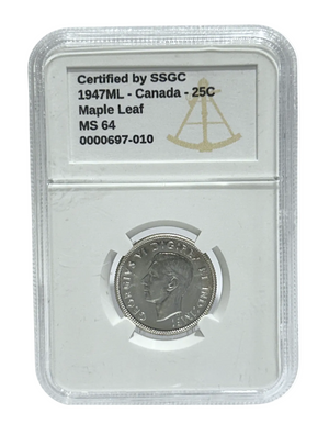 1947ML 25 CENT CANADA – MS 64 – GRADED (350-008)