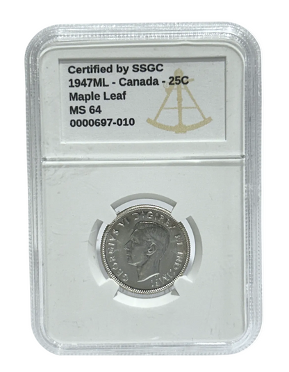 1947ML 25 CENT CANADA – MS 64 – GRADED (350-008)