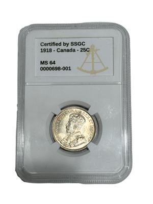 1918 25 CENT CANADA – MS 64 - GRADED