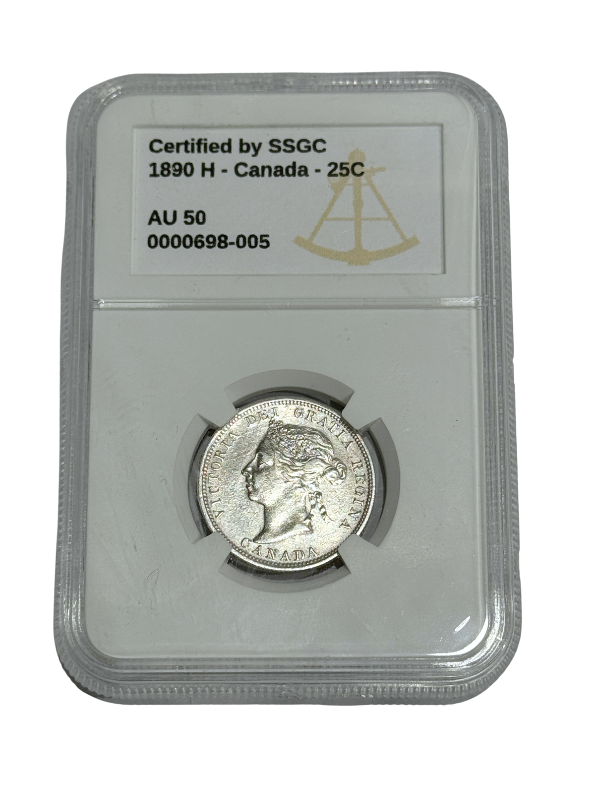 1890H 25 CENT CANADA – AU 50 - GRADED