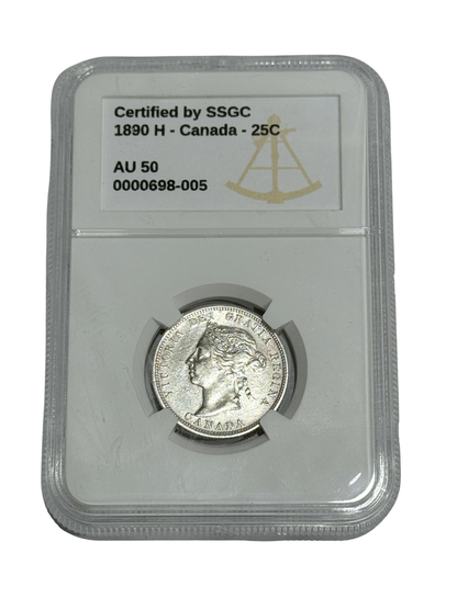 1890H 25 CENT CANADA – AU 50 - GRADED