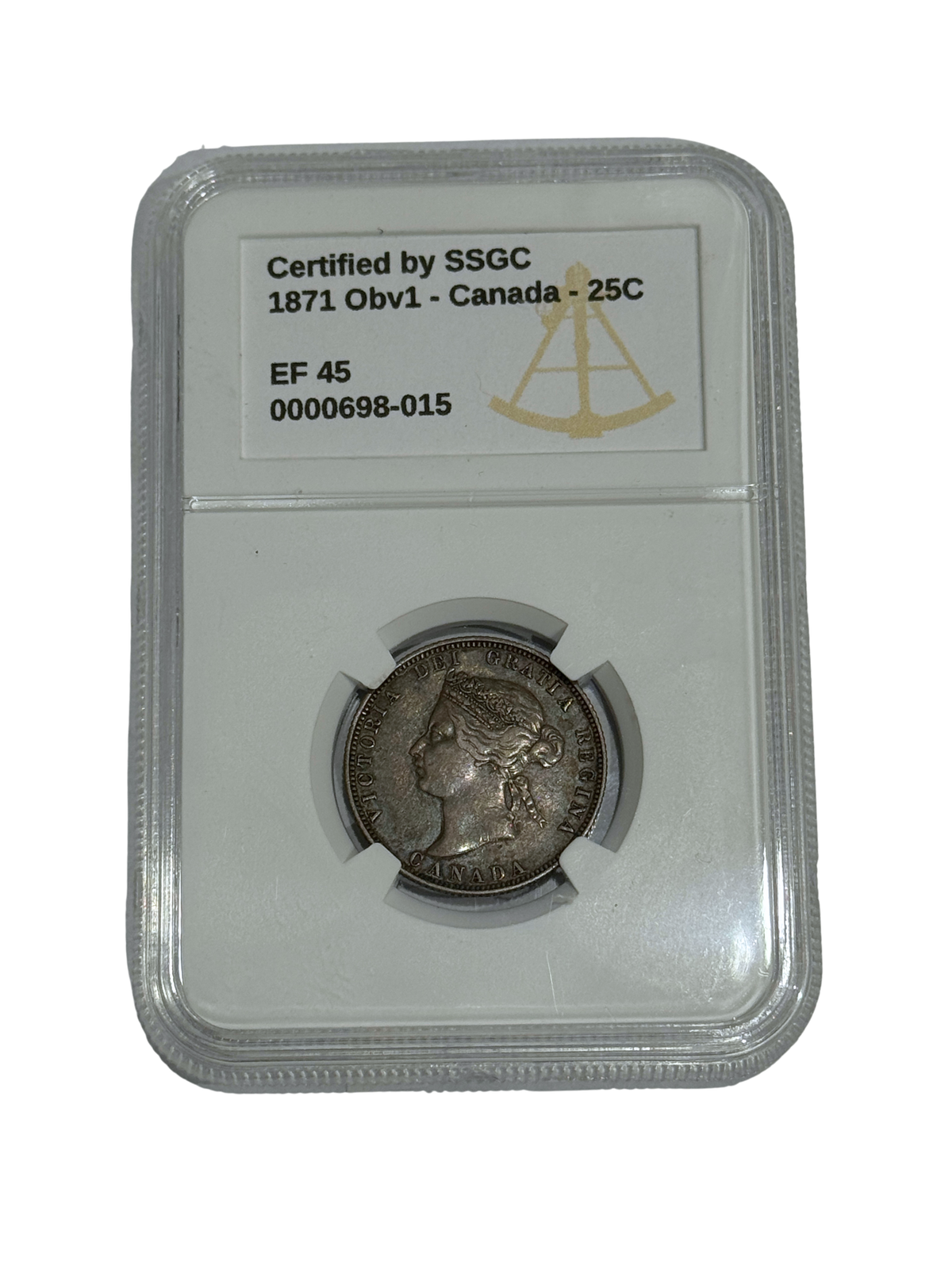 1871 25 CENT CANADA OBVERSE #1 – EF 45 - GRADED