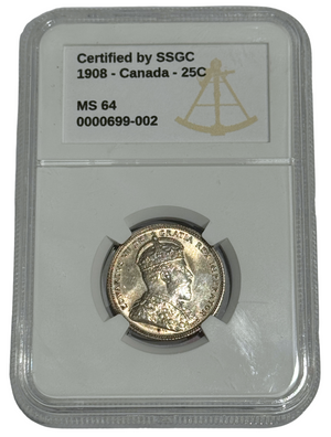 1908 25 CENT CANADA – MS 64 - GRADED
