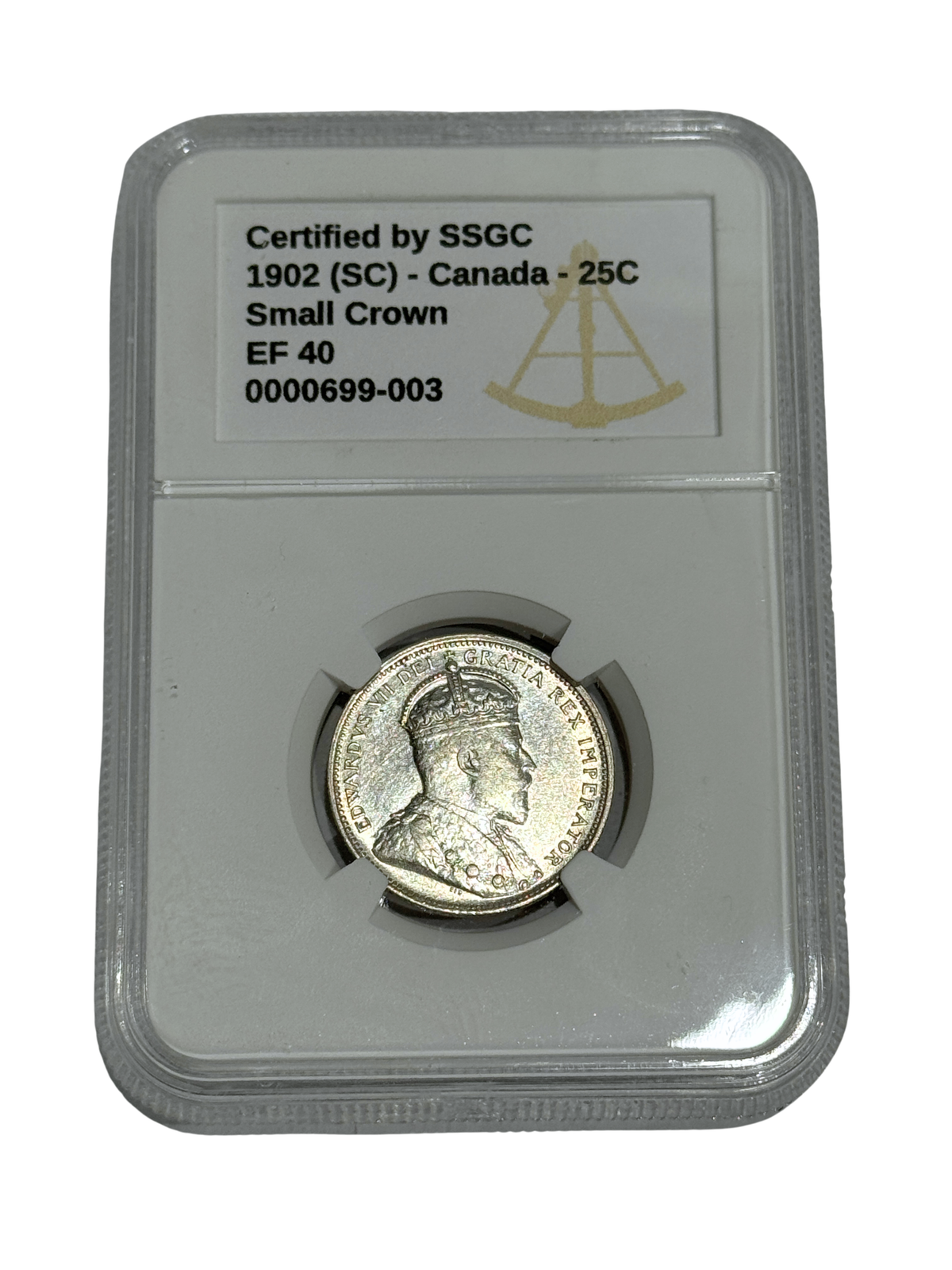 1902 25 CENT (SC) CANADA SMALL CROWN – EF 40 - GRADED
