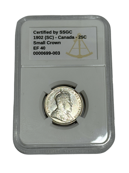 1902 25 CENT (SC) CANADA SMALL CROWN – EF 40 - GRADED