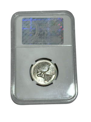 1991 25 CENT CANADA LOW MINTAGE – 459,000 – MS 66 - GRADED