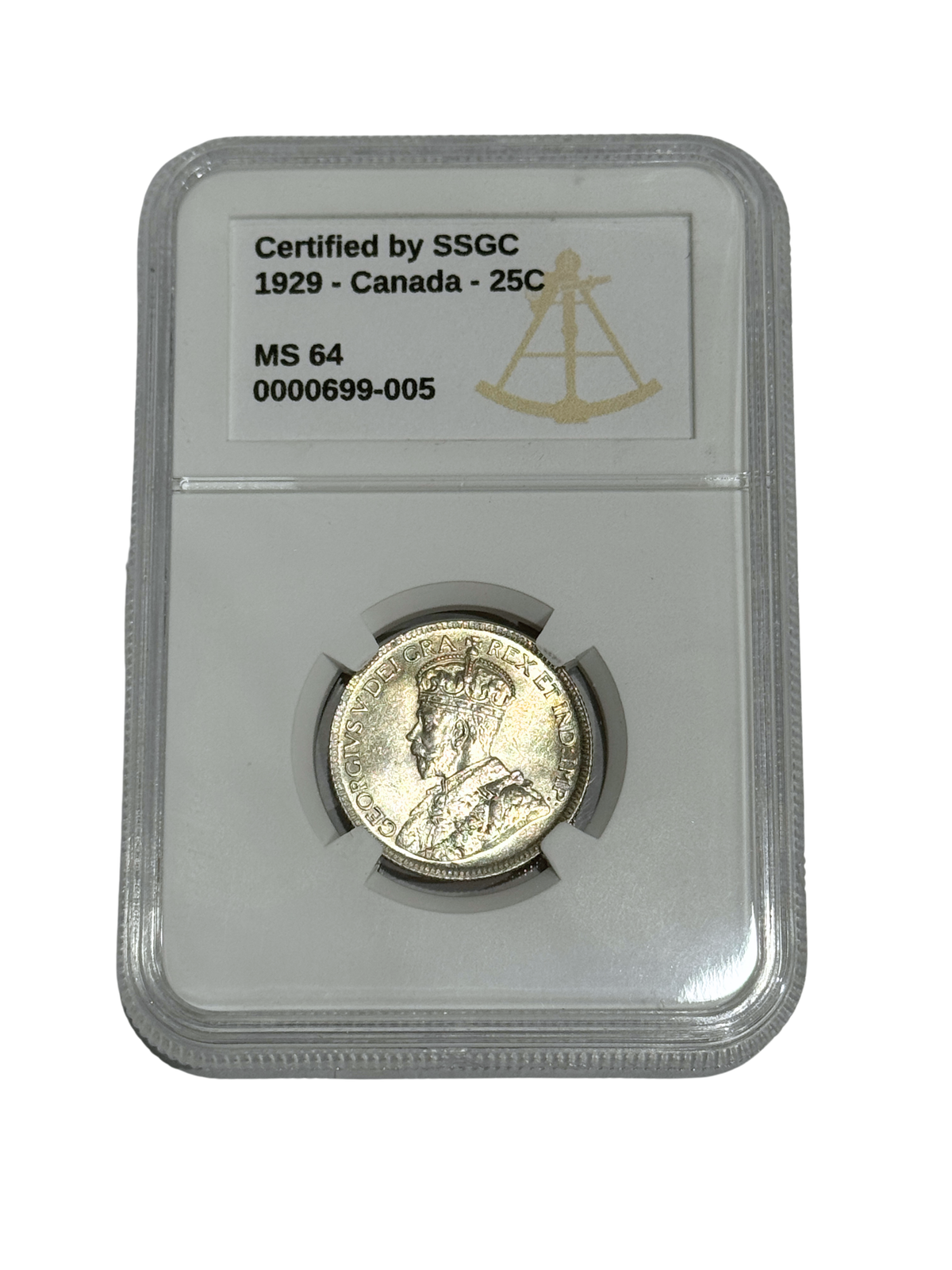 1929 25 CENT CANADA – MS 64 - GRADED