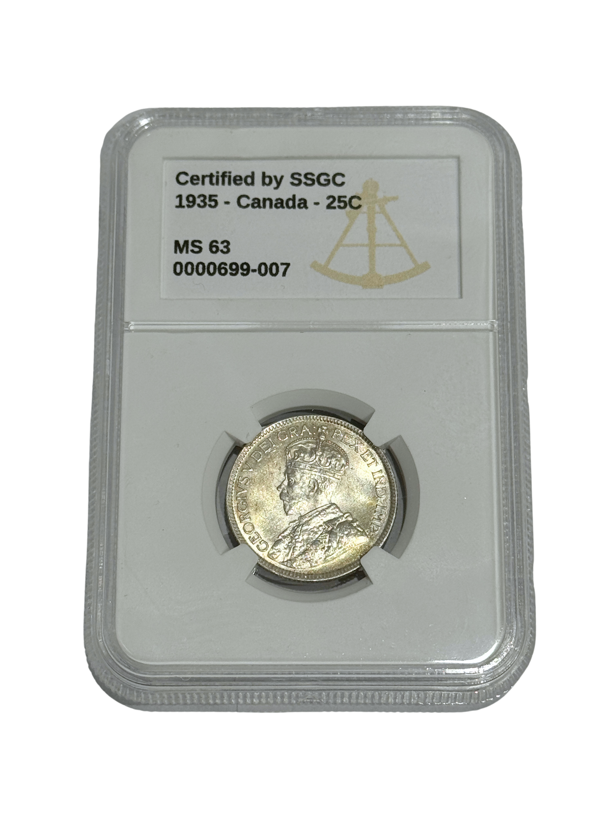 1935 25 CENT CANADA – MS 63 - GRADED