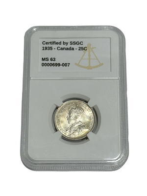 1935 25 CENT CANADA – MS 63 - GRADED
