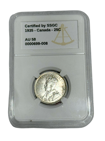 1935 25 CENT CANADA – AU 58 - GRADED