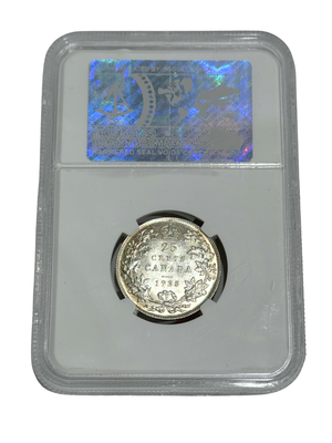 1935 25 CENT CANADA – AU 58 - GRADED