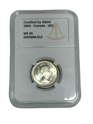 1954 25 CENT CANADA – MS 65 - GRADED