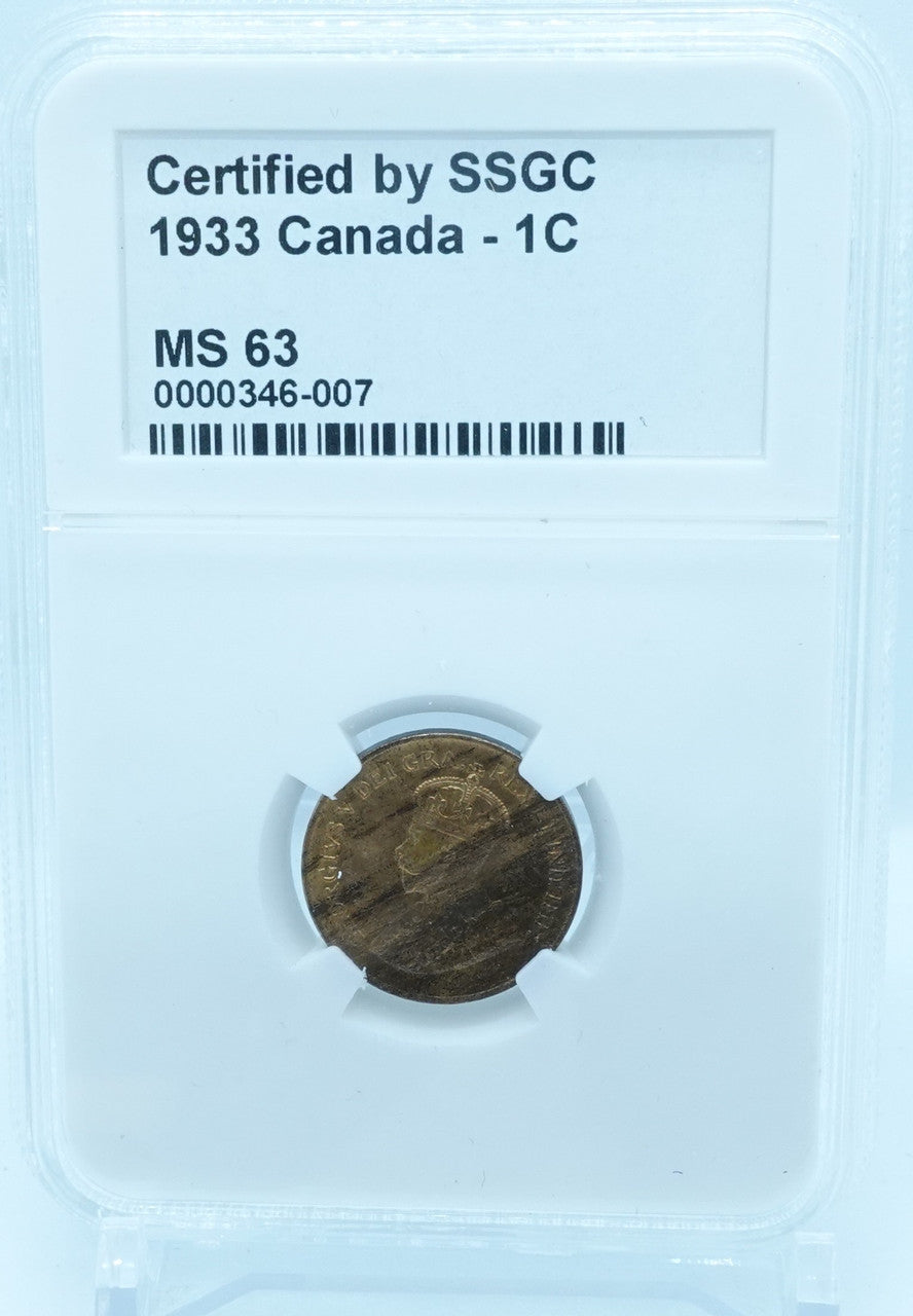 1933 1 CENT CANADA – MS 63 – GRADED (346-007)