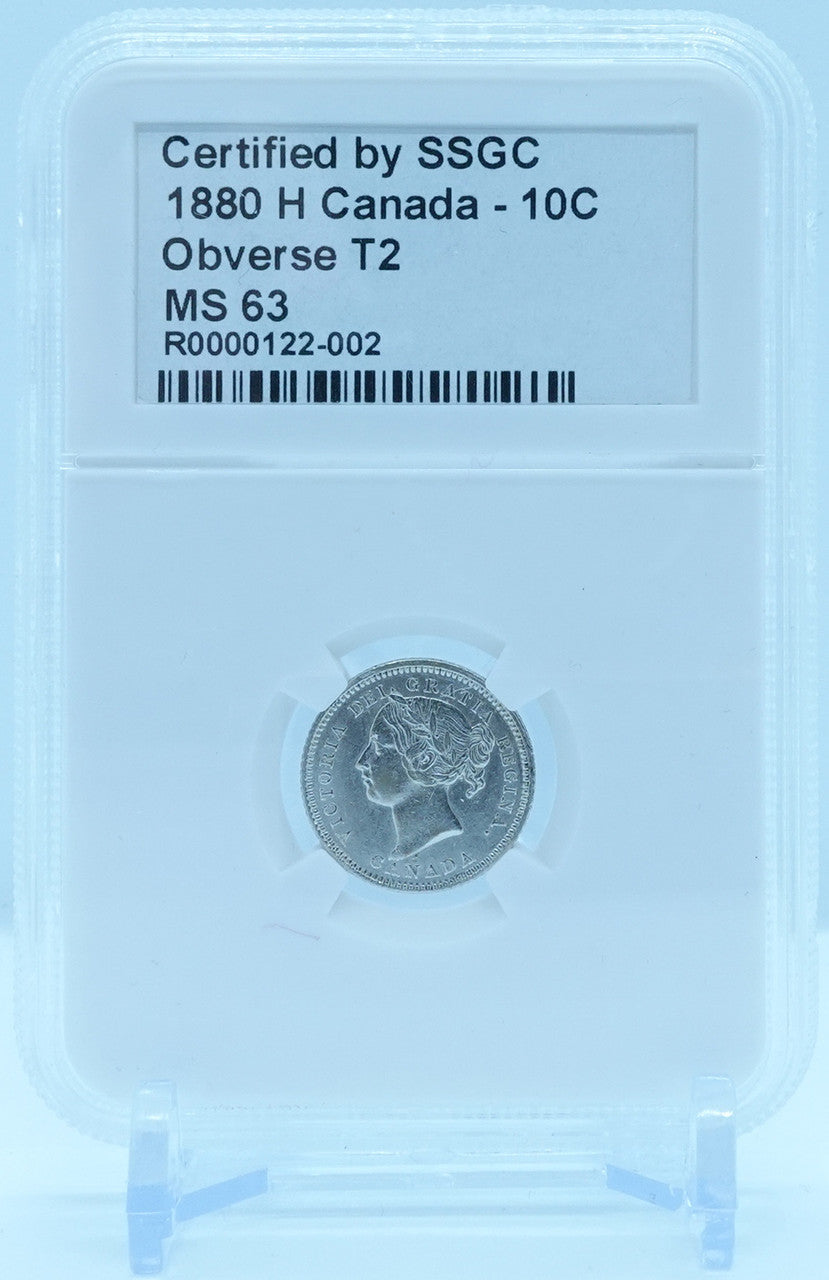 1880 10 CENT H CANADA OBVERSE T2 – MS 63 -  GRADED