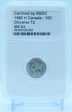 1880 10 CENT H CANADA OBVERSE T2 – MS 63 -  GRADED